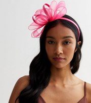 New Look Bright Pink Mesh Bow Fascinator Headband